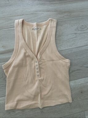 Abercrombie & Fitch Ribbed Henley Tank Top - Peach